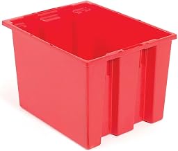 QUANTUM Stack and Nest Tote Box - 19-1/2x15-1/2x13" - Red - Lot of 6