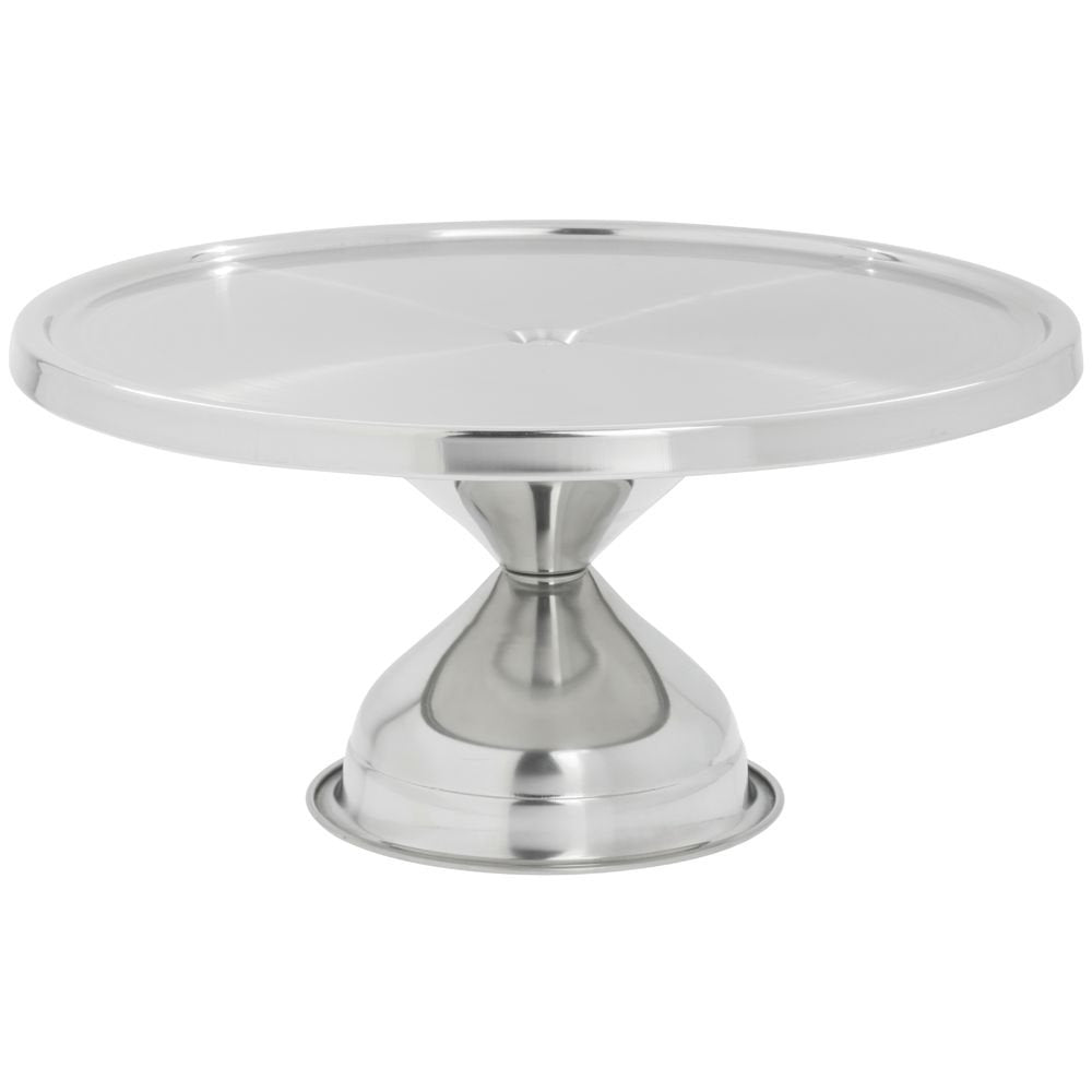 Round Cake Stand by Royal Industries – 12", Stainless Steel, Silver, Model ROY CKS 1