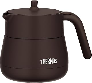 Thermos TTE-450 BW Vacuum Insulated Teapot with Strainer, 15.2 fl oz (450 ml), Brown
