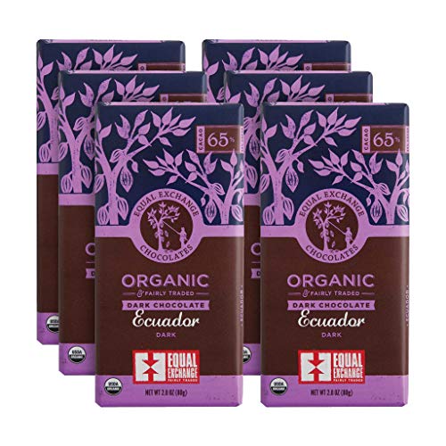 Equal Exchange Ecuadar Dark Chocolate / Pack of 6 / Bar Candy & Chocolate Bars