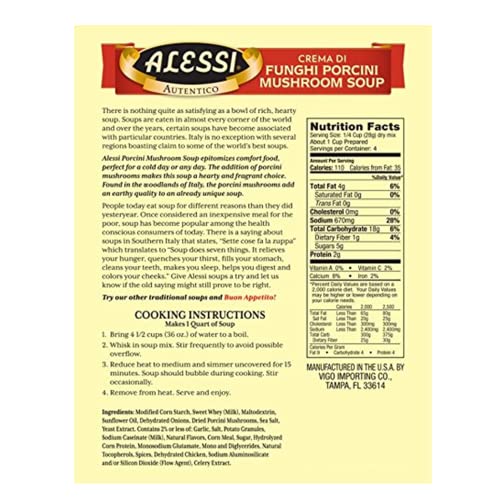 Alessi Porcini Mushroom / 4 Ounce (Pack of 6) / 6 Vegetable Soups