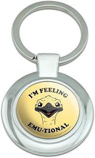 GRAPHICS & MORE I'm Feeling Emu-tional Emotional Emu Funny Humor Keychain Classy Round Chrome Plated Metal