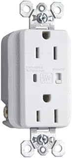 Legrand Pass & Seymour 5262WSP 15 Amp 125V Extra-Heavy Duty Surge Protective Receptacle Outlet with Audible Alarm and LED Indicator, Back and Side Wire, White (1 Count)