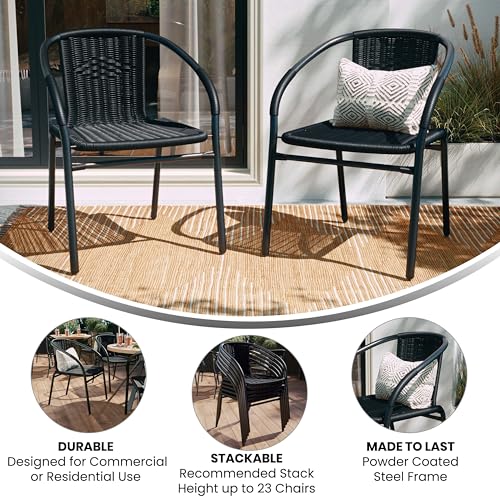 Flash Furniture Black / Set of 2 / Contemporary Patio Dining Chairs