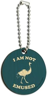 GRAPHICS & MORE I Am Not Emused Emu Amused Funny Humor Wood Wooden Round Keychain Key Chain Ring