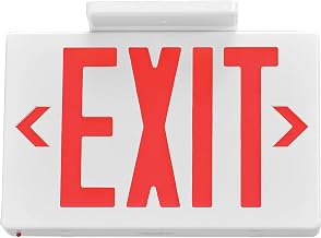 Global Industrial LED Exit Sign, Single/Dual Sided, Universal Mount w/Battery Backup, White w/Red Letters