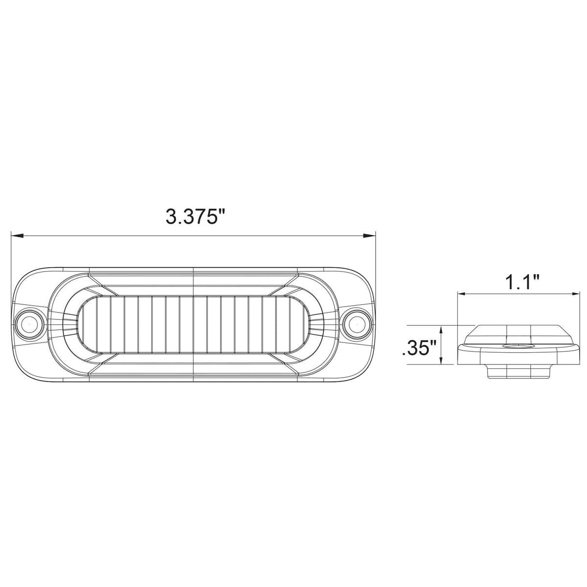 Buyers Products 3.5" Thin LED Strobe Light by Buyers Products Company – 3 x 6 x 4, Aluminum, Clear, Model 8892301