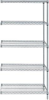 QUANTUM STORAGE SYSTEMS AD86-3672GY-5 Wire Shelving 5 Shelf Add-On Units, 36" x 72" x 86", Gray Epoxy