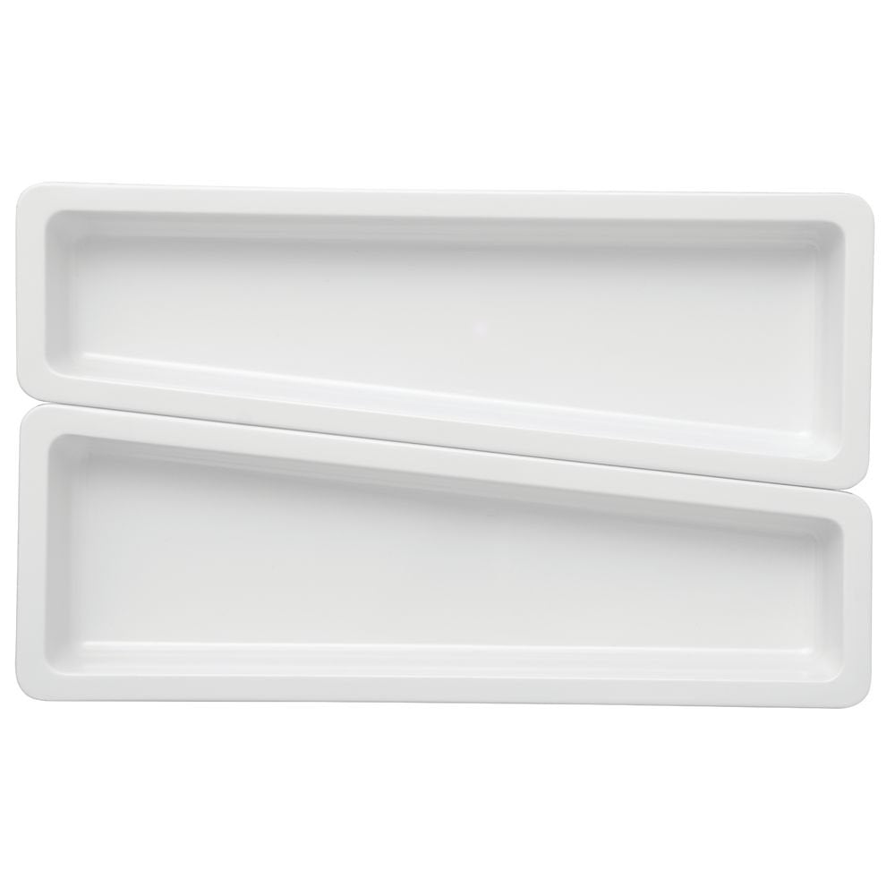 Serving Bowl Display Bowl 1/2 Size Long White Melamine Edgeware - 12 1/4 L x 7 1/4 W x 2" D by HUBERT – Melamine, White, Model H0146-WHITE