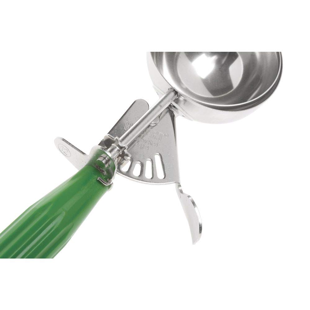 3 1/4 oz Portion Control Disher Stainless Steel with Green Polypropylene Handle - # by HUBERT – Plastic, Model 49110