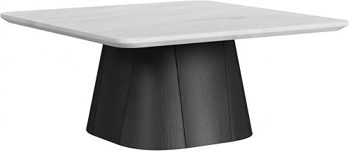 Furnifact White and Black Coffee Table Modern Design Durable Finish Single Piece Versatile Centerpiece Ideal for Living Room or Office Decor