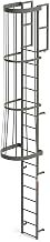 EGA FC16 Steel Fixed Cage Ladder, 16 Step, Gray