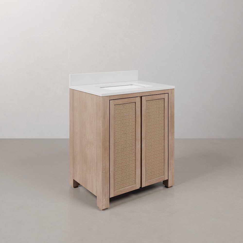 Belmont 30 in. Single Sink Pre-Assembled Transitional Style Bathroom Vanity by Water Creation – 30" Width, Wood, Toffee Latte