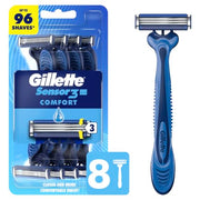 Gillette 1 Count (Pack of 8) / Sensor3 Comfort (8ct) / Blue Disposable Razors
