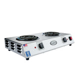 Countertop 21.25" W Double Burner Electric Hot Plate by Cadco – 21-1/4" W, Stainless Steel, Model CDR-1T