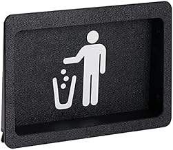 DISPENSE-RITE FMTD-1BT Built-in Trash Door, Small Trash Symbol Faceplate, Horizontal Mount, Durable Black Polystyrene Construction, Self-Closing Design, Fits 6-9/16" H x 9-11/16" W Cut-Out