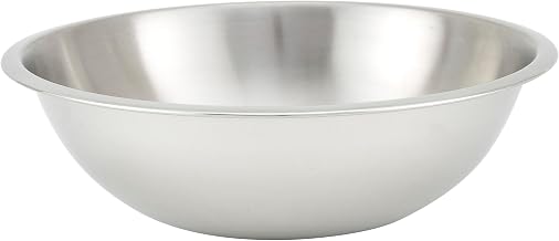 Winco 4 qt Stainless Steel Mixing Bowl | Dishwasher safe, Heavy-duty, Reinforced rim, Great for Salads, Sides, Pasta and Shared Dishes