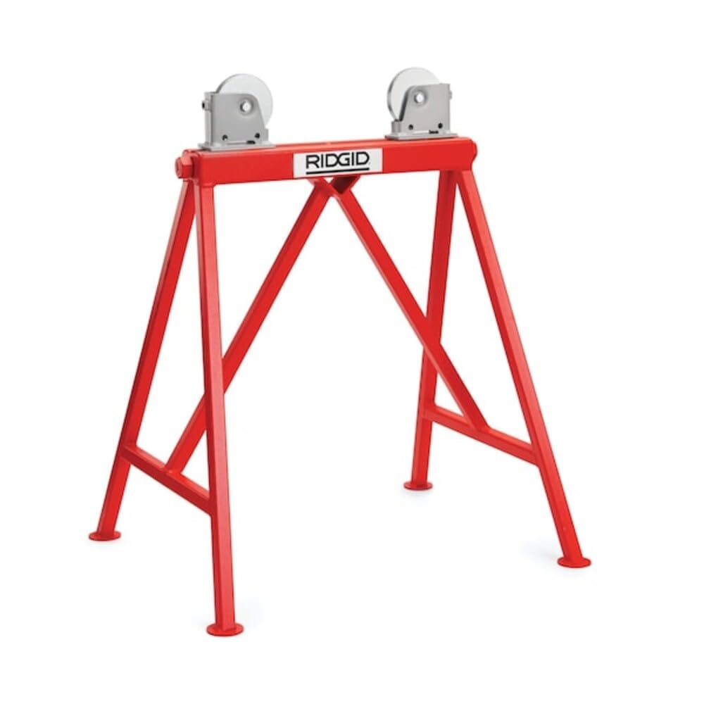 Ad. Roller Stand w/Steel Wheels by RIDGID – 36 in, Alloy Steel, Red, Model 64642