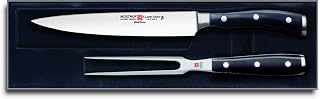 WÜSTHOF Model 9647, CLASSIC IKON Two Piece Carving Set, 6" Straight Metal Fork and 8" Carving Knife, Precision Forged High-Carbon Stainless Steel German Made