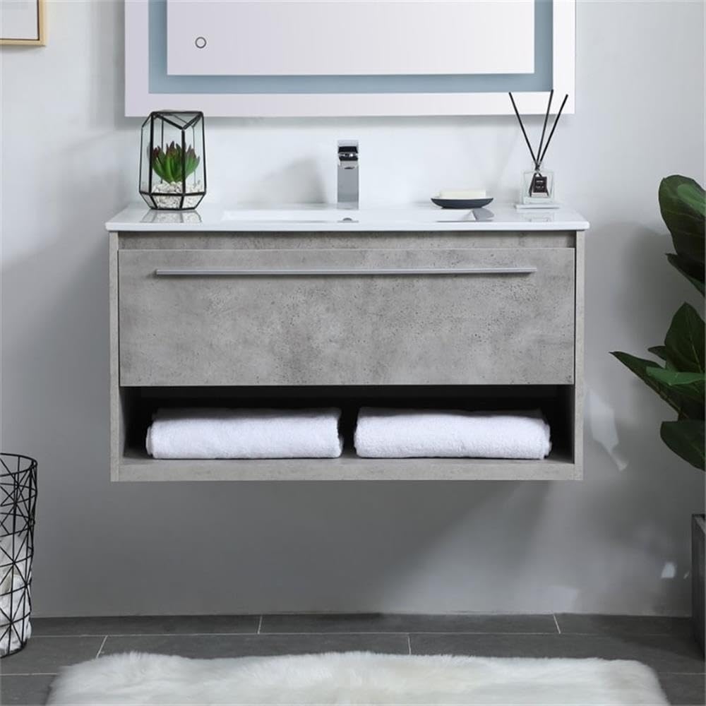 Elegant Decor 36" - Single / Brushed Nickel,gray,grey / Modern Bathroom Vanities