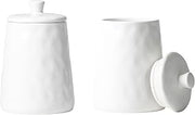 10 Strawberry Street Artisan Angular White Ceramic Kitchen Canister Set, Food Storage Containers for Countertop, Set of 2 (Medium)