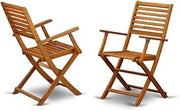 Beasley Folding Patio Dining Chairs With Arm Rest - Acacia Wood by East West Furniture – Set of 2, Wood, Natural Oil, Pack of 2, Model BBSCANA