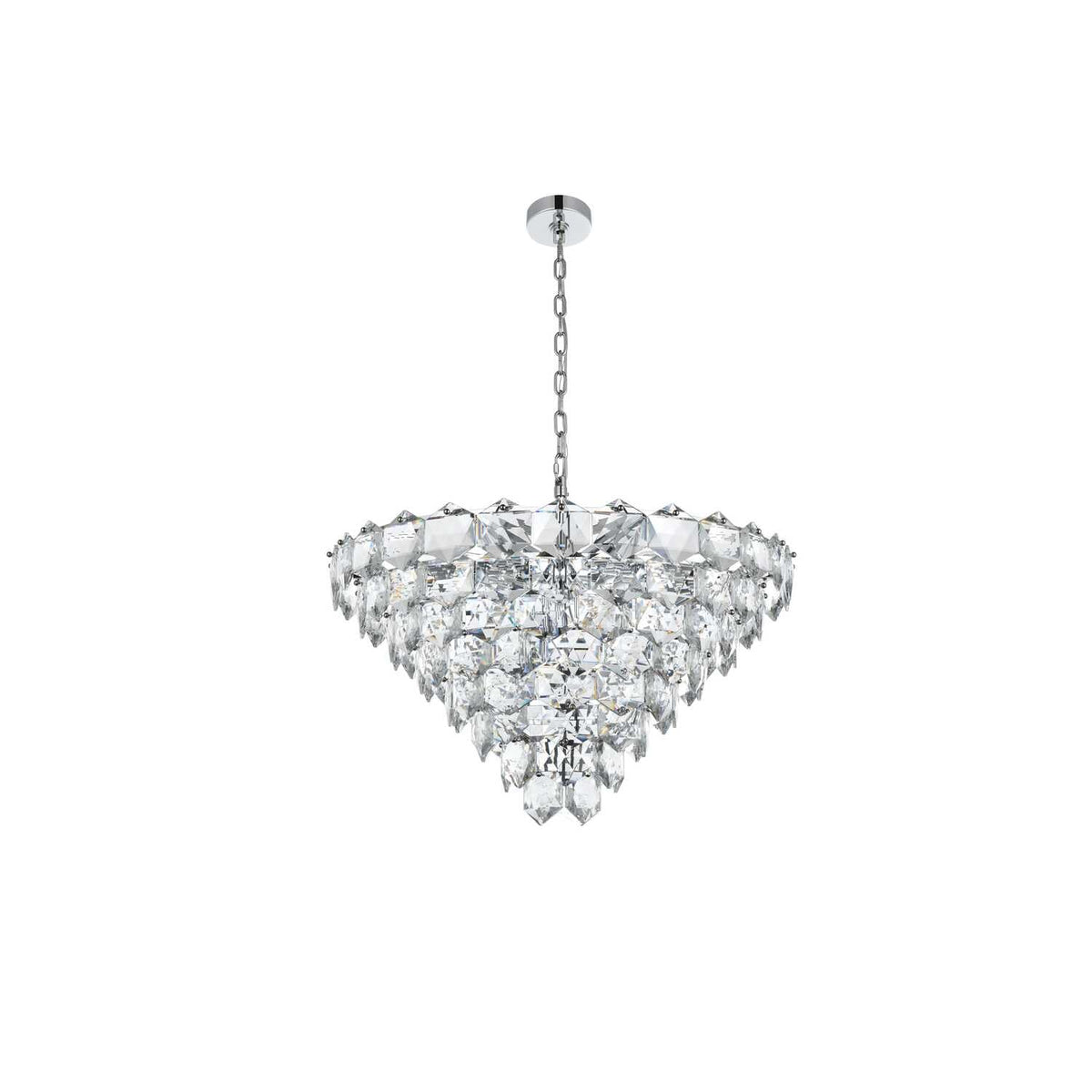 Adaline 15 Light Chandelier Chrome by Lighting Design – Iron and Crystal, Chrome