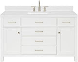 ARIEL Bristol 54 in. Single Rectangle Sink Bathroom Vanity with Carrara White Quartz Countertop 1.5 Edge in White