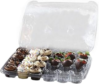 Sabert KP224 Clear Hinged Cupcake Container for 24 Mini Cupcakes - Pack of 5