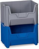 QUANTUM STORAGE SYSTEMS QGH700BK Solid Part Organizer Giant Stack Black Bins 16" L x 20" W x 13" H 3 Pack