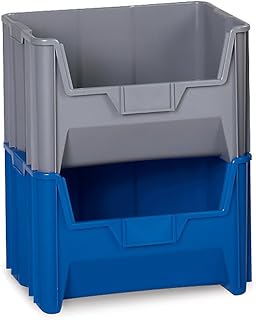 QUANTUM STORAGE SYSTEMS QGH700BK Solid Part Organizer Giant Stack Black Bins 16" L x 20" W x 13" H 3 Pack