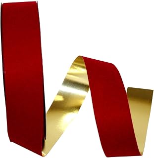 Reliant Ribbon 3906-635-09J Velvet Gold Back Polypro Ribbon, 1-3/8 Inch X 25 Yards, Holiday Red