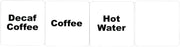 HUBERT Cling-On Labels for Hot Coffee Servers Set of 12-2"L x 2"H