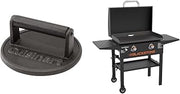 Cuisinart Smashed Burger Press, Cast Iron CISB-111 & Blackstone 1883 Original 28” Griddle with Integrated Protective Hood and Counter Height Side Shelves, Powder Coated Steel, Black
