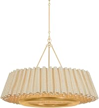 Hudson Valley Lighting Beechford 6-Light Chandelier | Essential & Natural Style | Vintage Gold Leaf Finish | Made of Natural Woven | Damp-Rated for Bathroom Use | 1540-VGL
