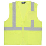 S363P Class 2 Economy Mesh Safety Vest with Pockets by ERB – Medium, Polyester, Lime, Model 61647