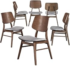 Starlight Canyon Home Solid Wood Upholstered Dining Chairs Set of 6, Fabric Kitchen Chairs for Dining Room Table or Home, Dark Gray