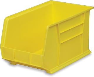 Akro-Mils 30260 Plastic Storage Stacking Hanging Akro Bin, 11"W x 18"D x 10"H, Yellow - Lot of 6