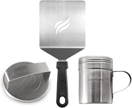 BLACKSTONE 5024 Professional Hamburger Kit | Stainless Steel Burger Press, Spice Dredge, and Hamburger Spatula with Heat-Resistant Handle, Dishwasher Safe