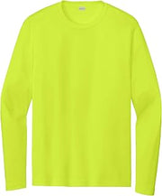 SPORT-TEK Long Sleeve PosiCharge Competitor Tee | Gym T-Shirt for Men & Women, Athletic Fit Workout Clothing for Spring & Summer Fashion Neon Yellow