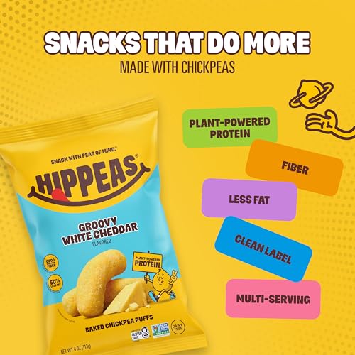 HIPPEAS Groovy White Cheddar / 4 Ounce (Pack of 1) / Basic Puffed Snacks