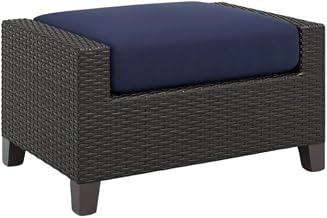 Brown Outdoor Ottoman Set of 2, Durable Foot Rest for Patio Seating, Wicker Ottomans for Patio and Garden Relaxation Spaces