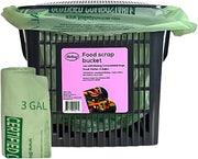 BioBag Countertop Kitchen Compost Bin & 25 Count 3-Gallon Certified Compostable Bags – BPI & ASTM D6400 Approved – Ventilated, Dishwasher-Safe Counter Scrap Bin