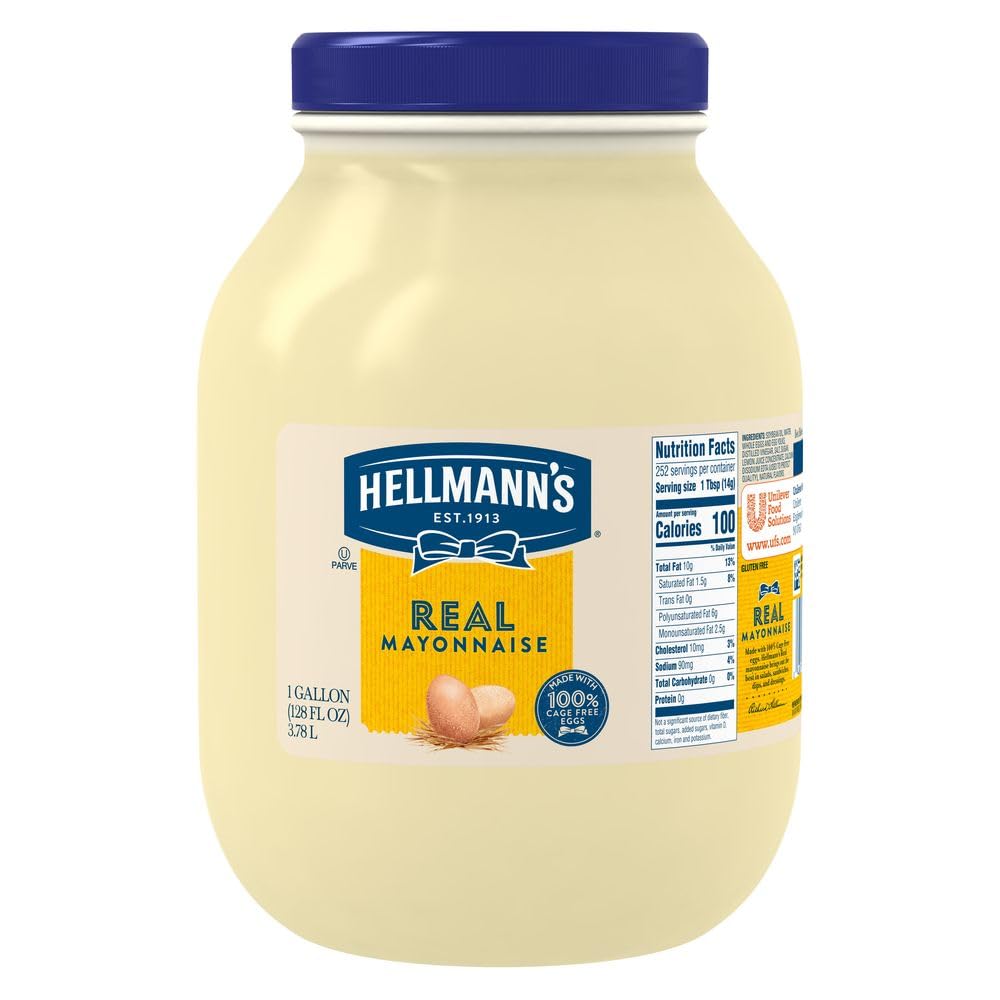 Real Mayonnaise Bulk 4-Pack | Creamy Mayo Gallon Jars for Food Service & Restaurants (128 oz per Jar by HELLMANN'S – Gallon (128 oz), Pack of 4