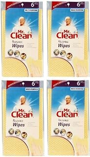 Mr. Clean Multi-Purpose Household Cleaning Wipes, Reusable, Machine Washable, 6 Per Pack (Pack of 4)