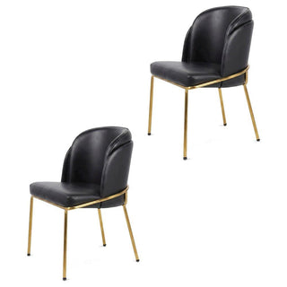 Vegan Leather-Upholstered Dining Chairs Set of by Starlight Canyon Home – Faux Leather, Black Vegan Leather/Gold, Pack of 2