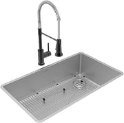 Elkay Crosstown 18 Gauge Stainless Steel 31-1/2" x 18-1/2" x 9" Single Bowl Undermount Sink & Faucet Kit with Bottom Grid & Drain