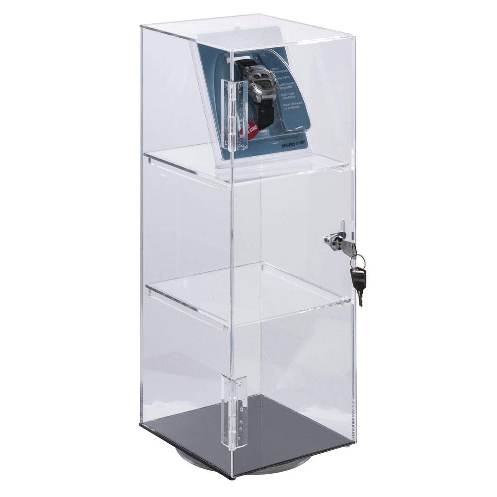 Rotating Clear Acrylic Showcase with Lock by AARCO DISPLAY PRODUCTS – Clear, Model 1473