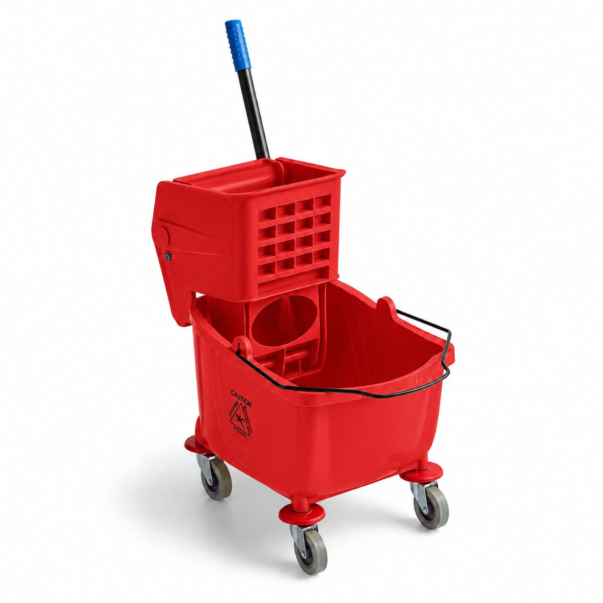 Commercial Mop Bucket with Side Press Wringer by Glownary – 26.0 quarts, Plastic, Red, Model 274mbckt26rd