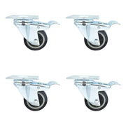 BK Resources 3" Polyurethane Swivel Caster – 3", Polyurethane (PU), Silver, Model 3SBR-1PT-PLY-TTB
